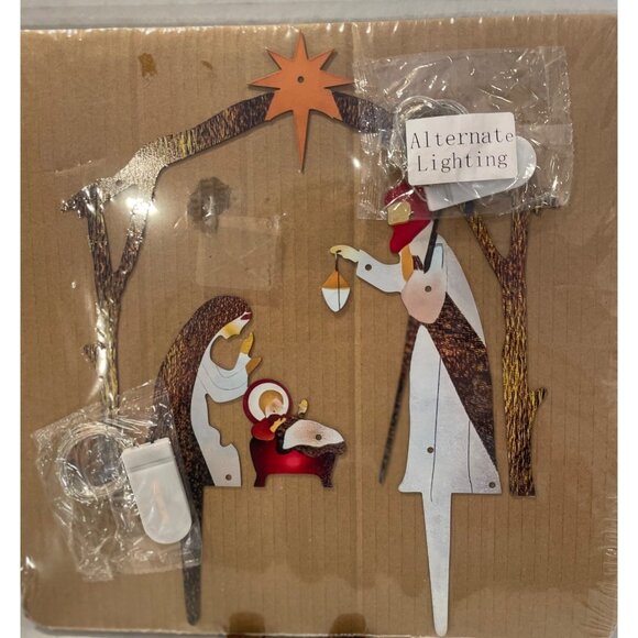 Metal Nativity Scene Decor W/ Alternate Lighting Modern Rustic Design Christmas - Picture 1 of 8